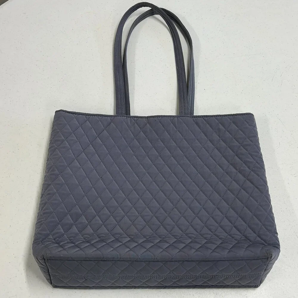 Vera Bradley Carbon Gray Quilted Purse Medium Tote Rose Interior